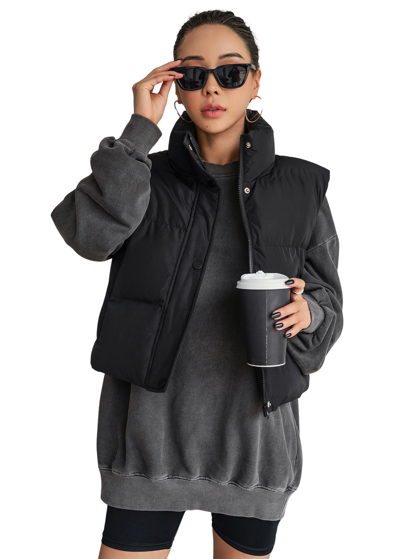 Colete Feminino Curto para Inverno – Jaqueta com Zíper Frontal