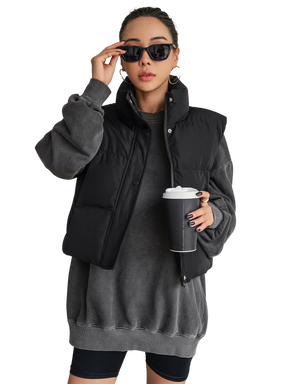 Colete Feminino Curto para Inverno – Jaqueta com Zíper Frontal