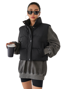 Colete Feminino Curto para Inverno – Jaqueta com Zíper Frontal
