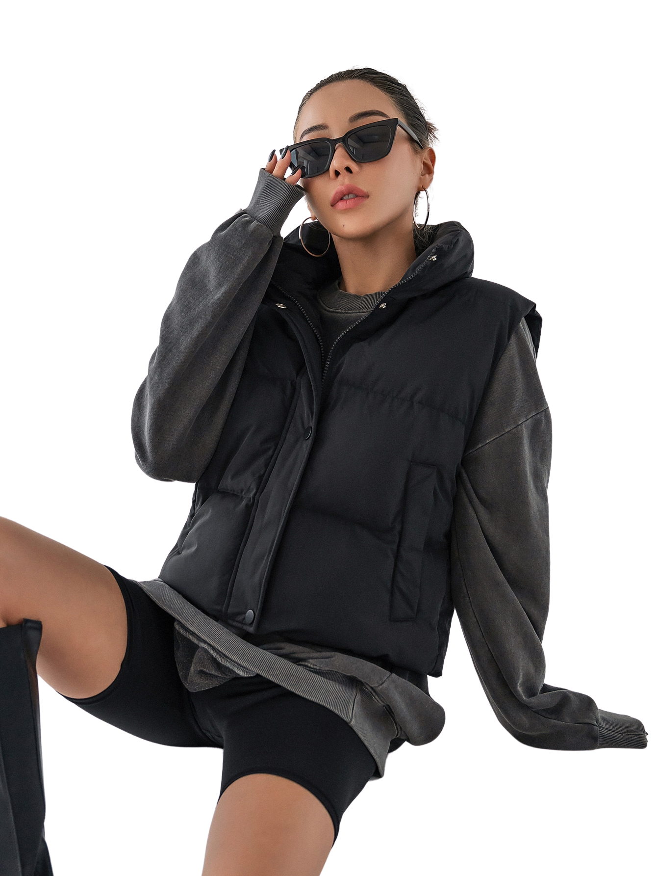 Colete Feminino Curto para Inverno – Jaqueta com Zíper Frontal