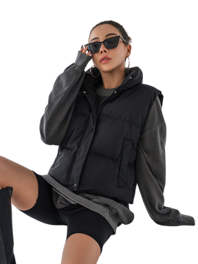 Colete Feminino Curto para Inverno – Jaqueta com Zíper Frontal