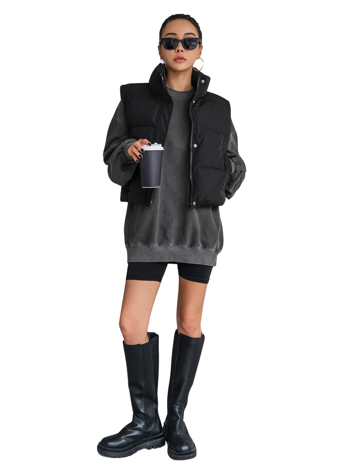 Colete Feminino Curto para Inverno – Jaqueta com Zíper Frontal
