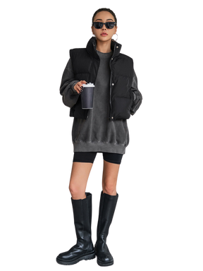 Colete Feminino Curto para Inverno – Jaqueta com Zíper Frontal