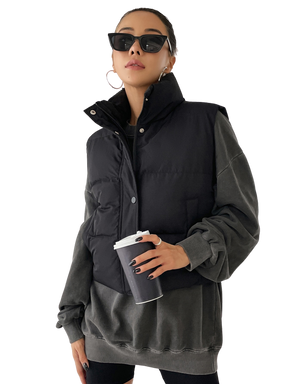 Colete Feminino Curto para Inverno – Jaqueta com Zíper Frontal