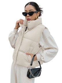 Colete Feminino Curto para Inverno – Jaqueta com Zíper Frontal