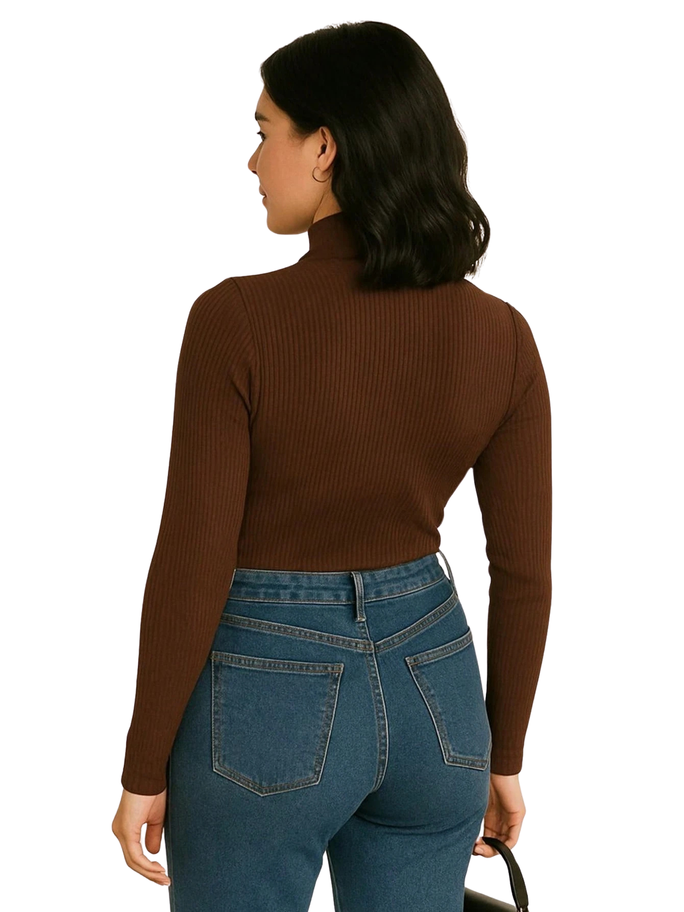 Blusa Cacharrel Feminina Inverno – Gola Alta Ribana, Algodão Canelado, Manga Longa