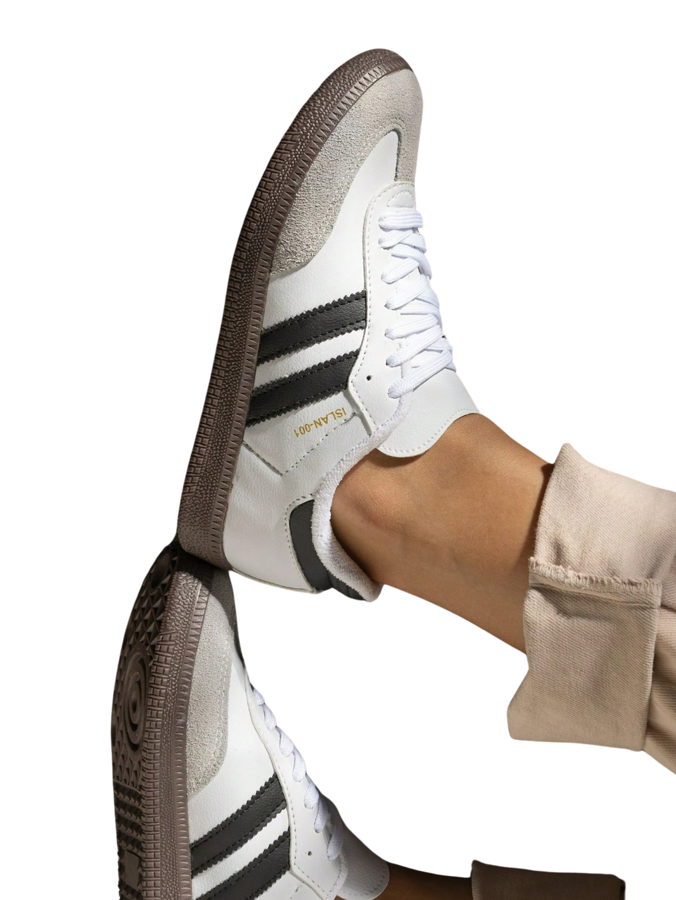 Tênis Feminino Boutique Lux – Couro Branco & Preto com Sola Reta Premium
