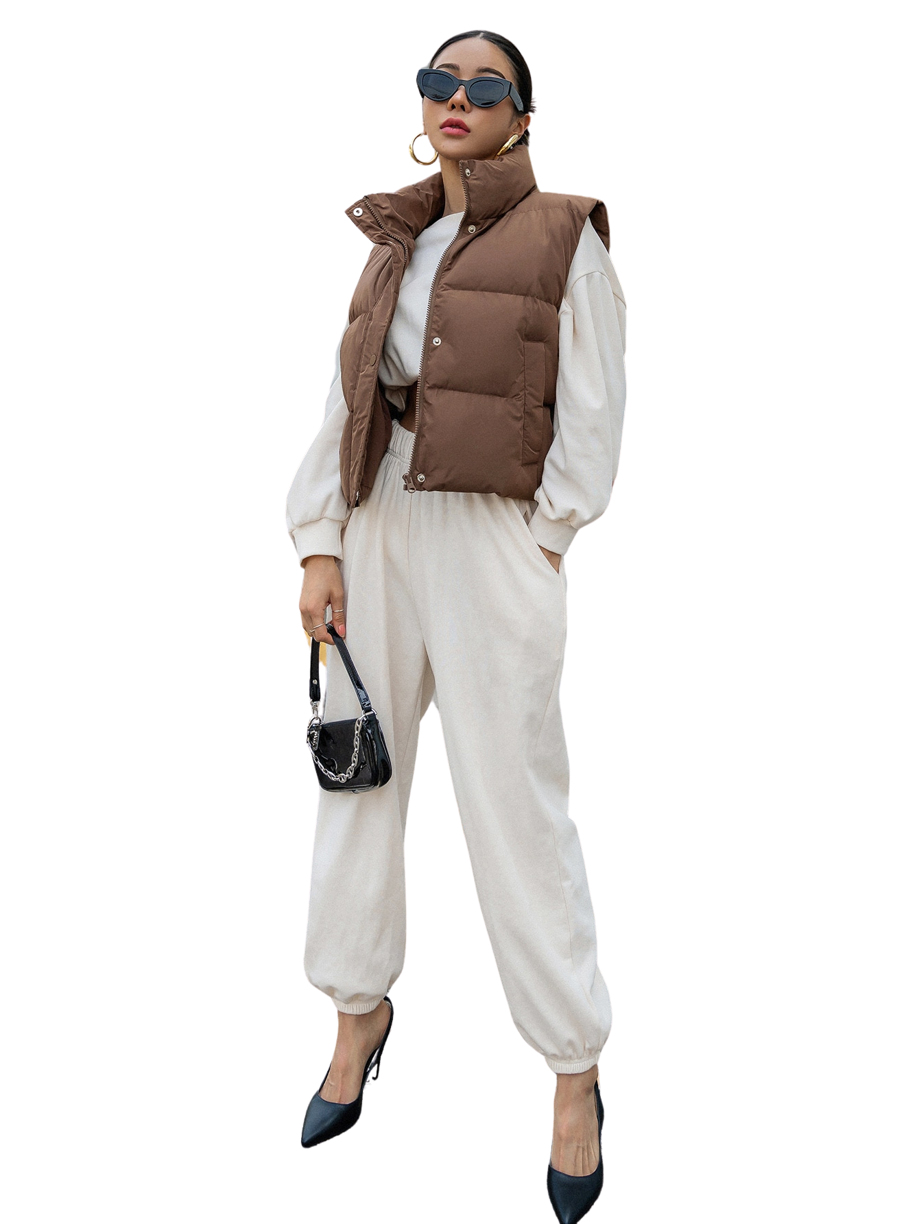 Colete Feminino Curto para Inverno – Jaqueta com Zíper Frontal