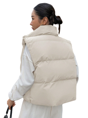 Colete Feminino Curto para Inverno – Jaqueta com Zíper Frontal