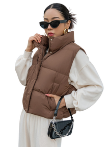 Colete Feminino Curto para Inverno – Jaqueta com Zíper Frontal