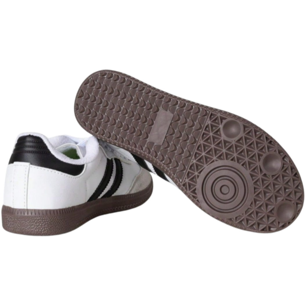 Tênis Feminino Boutique Lux – Couro Branco & Preto com Sola Reta Premium