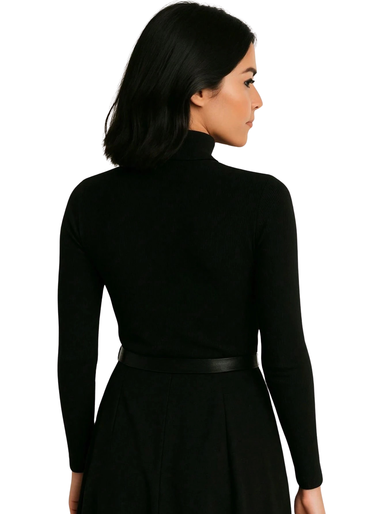Blusa Cacharrel Feminina Inverno – Gola Alta Ribana, Algodão Canelado, Manga Longa
