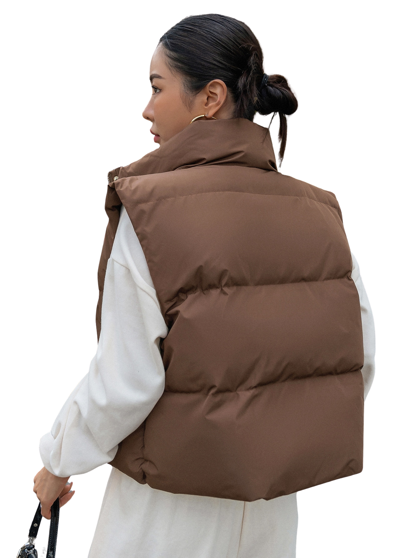 Colete Feminino Curto para Inverno – Jaqueta com Zíper Frontal