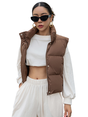 Colete Feminino Curto para Inverno – Jaqueta com Zíper Frontal