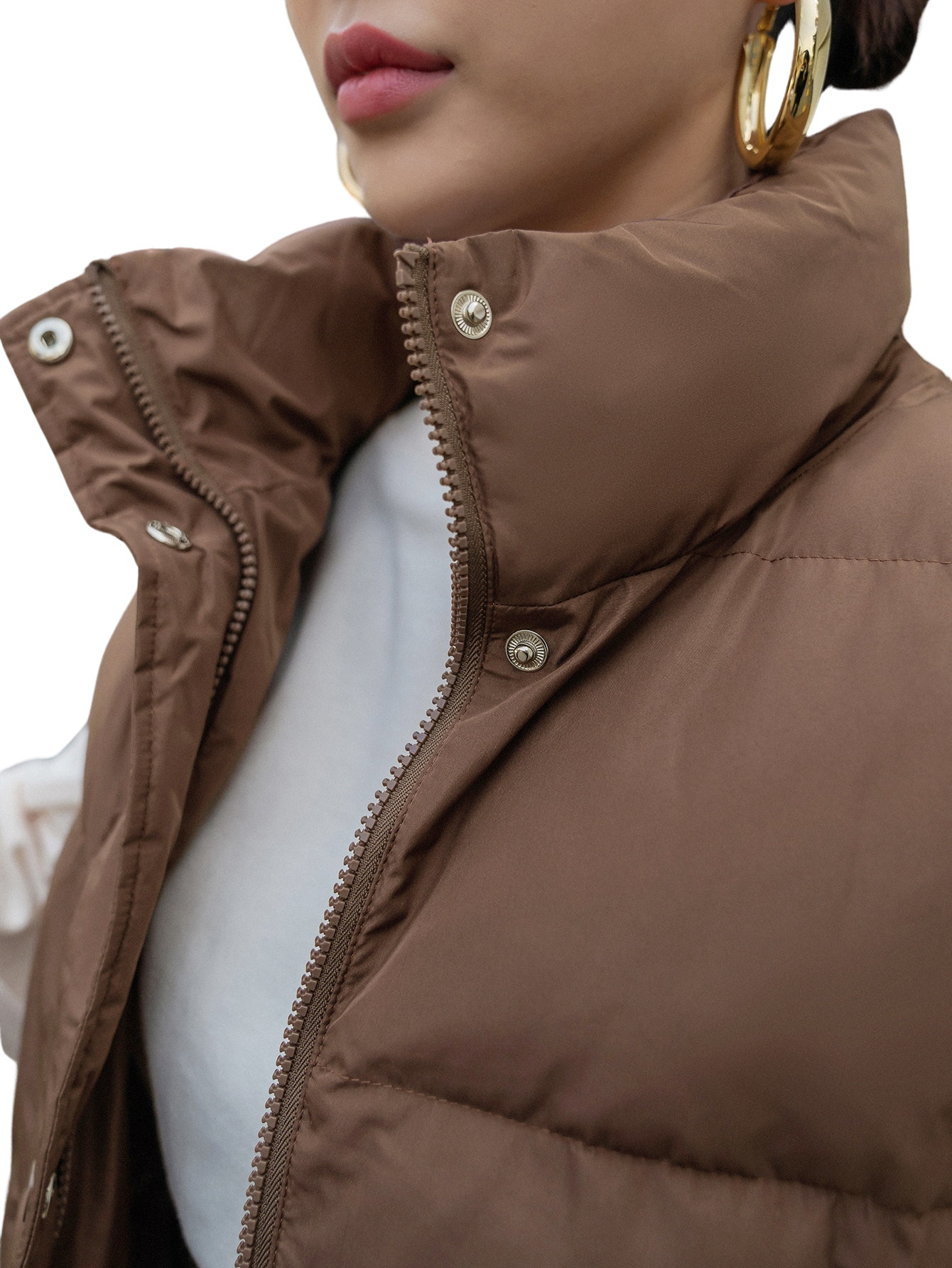 Colete Feminino Curto para Inverno – Jaqueta com Zíper Frontal