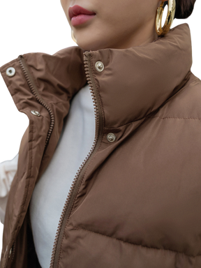 Colete Feminino Curto para Inverno – Jaqueta com Zíper Frontal