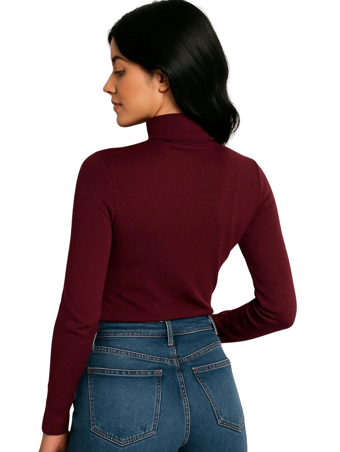 Blusa Cacharrel Feminina Inverno – Gola Alta Ribana, Algodão Canelado, Manga Longa