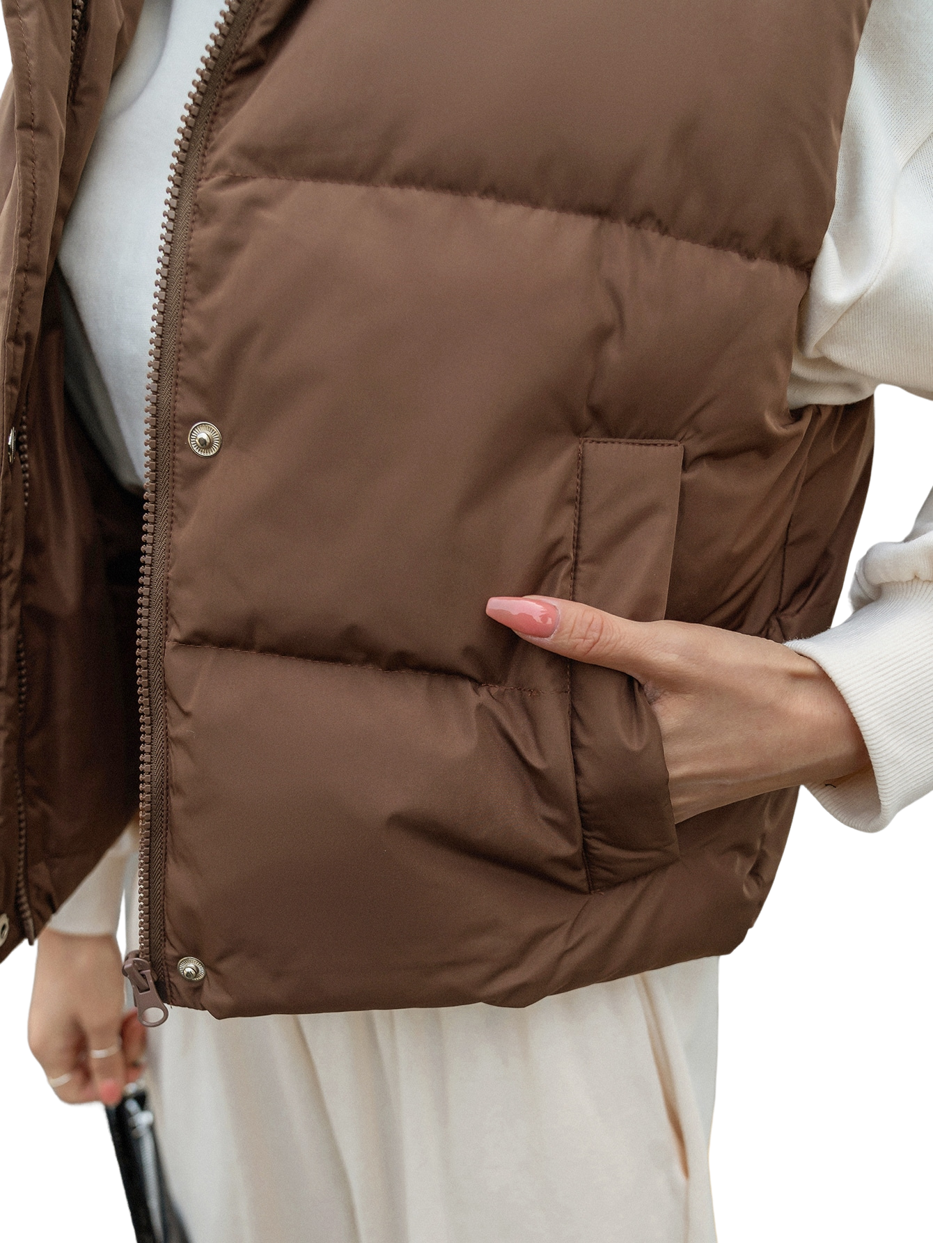 Colete Feminino Curto para Inverno – Jaqueta com Zíper Frontal