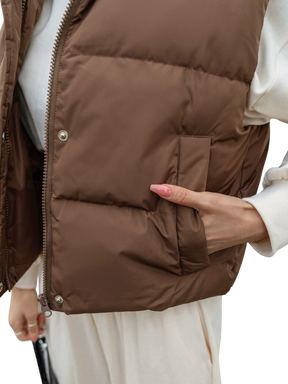 Colete Feminino Curto para Inverno – Jaqueta com Zíper Frontal