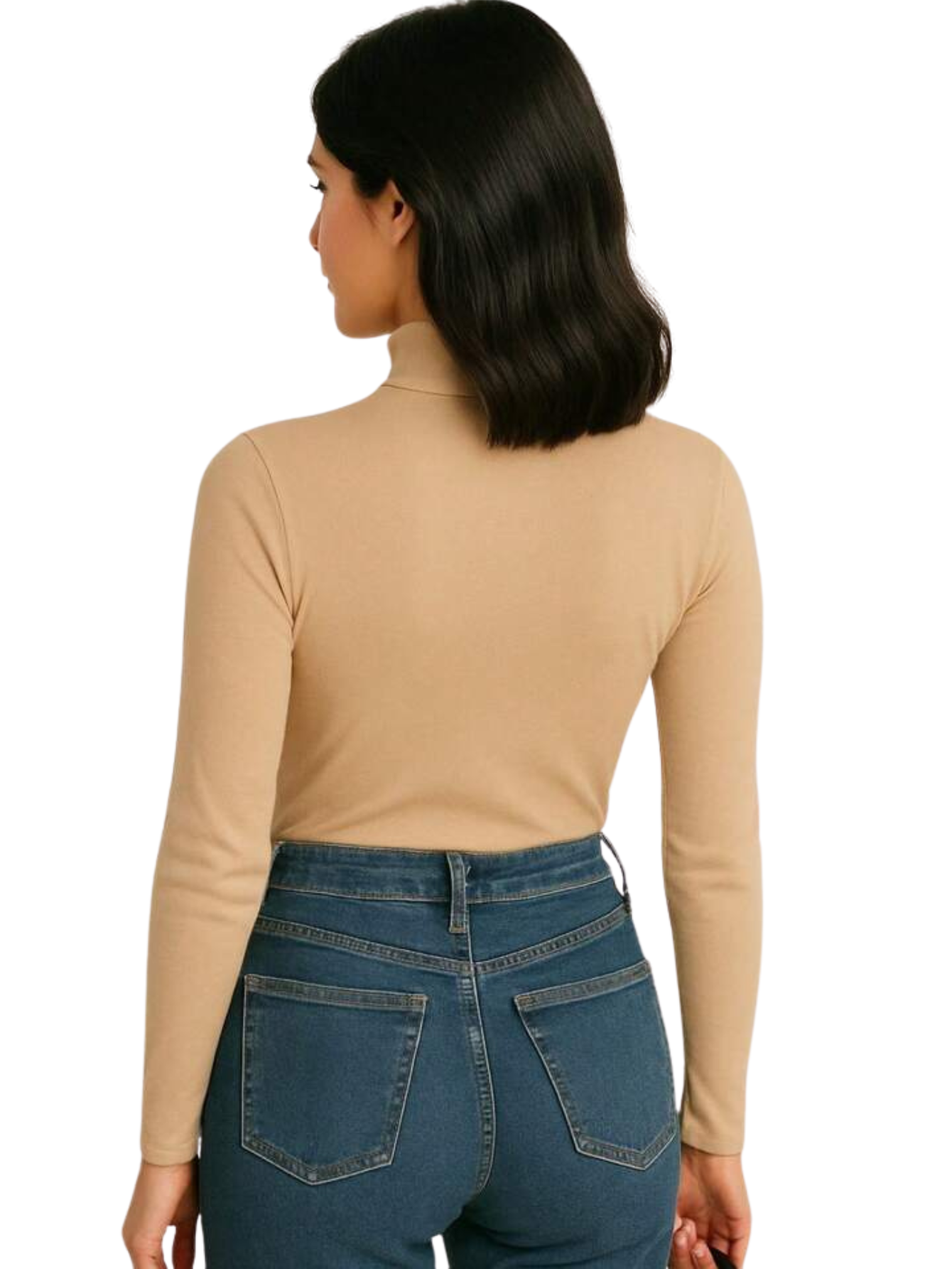 Blusa Cacharrel Feminina Inverno – Gola Alta Ribana, Algodão Canelado, Manga Longa