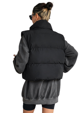 Colete Feminino Curto para Inverno – Jaqueta com Zíper Frontal