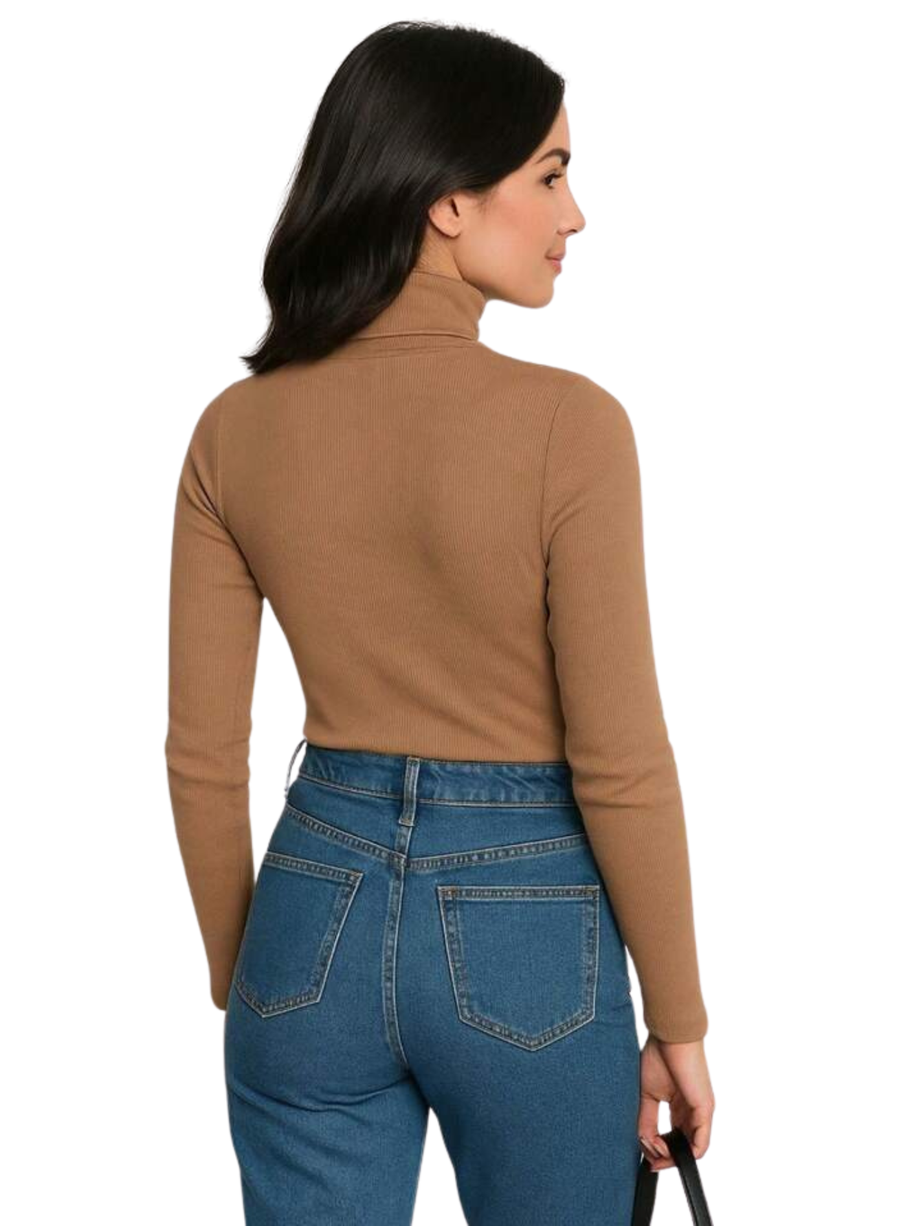 Blusa Cacharrel Feminina Inverno – Gola Alta Ribana, Algodão Canelado, Manga Longa